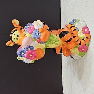 Tiger with Flowers Piggy Bank vintage